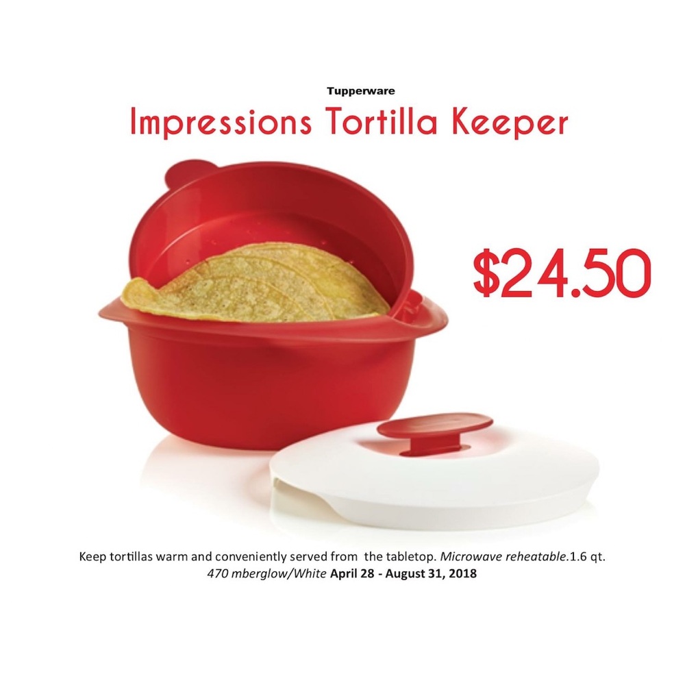 Tupperware Red and White Impressions Tortilla Keeper